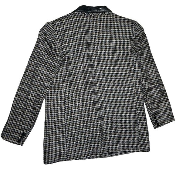 Vintage Wool Silk Blend Blazer Brown Houndstooth Patterned Michelle Stuart Suit - Picture 4 of 7
